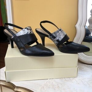 Elegant Black and White Slingback Heels